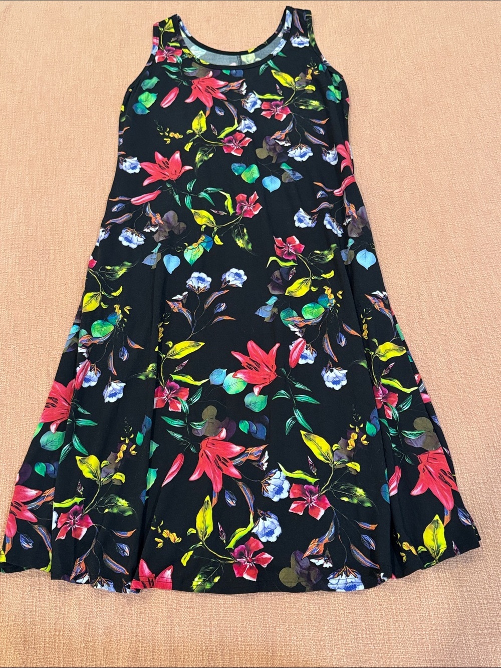 Bamboo floral scoop neck Maxi Dress medium wm’s
